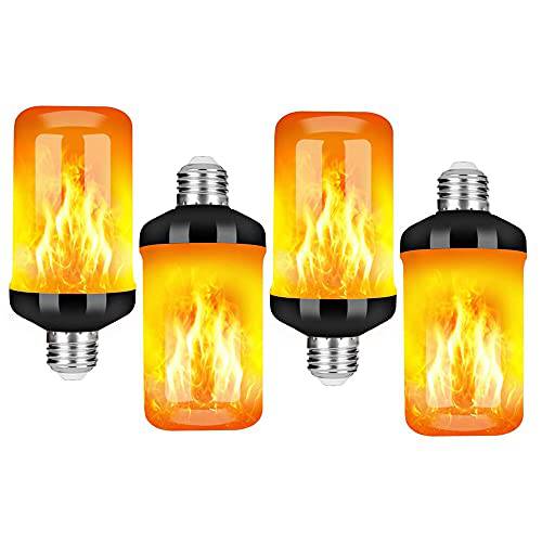 Tidorlou LED Flame 이펙트 파이어 라이트 전구, E26 E27 Flame 라이트 전구 4 모드, 크리스마스 파티 할로윈 라이트 Decoratio (4 팩, Yellow)