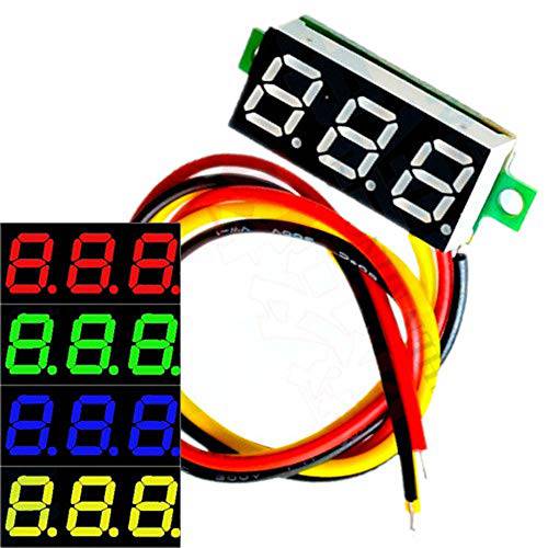 (5-Pack) JacobsParts Ultra-small 0-100V DC 3-Wire 전압계 LED 볼트 미터 전압 테스터 (레드)