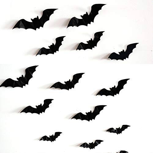 16 Pcs DIY Bat 스티커, 3D 장식용 Scary Bats 벽면 스티커 할로윈 Eve 장식 홈 창문 데칼 파티 장식