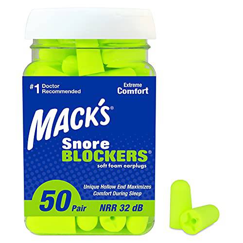 Mack’s Snore 차단제 소프트 폼 귀마개,소음방지귀마개, 50 쌍, 세트 ? 32 dB 하이 NRR ? 편안 이어플러그, 귀마개 수면, 코골이,  소음, 소음 방지 and 여행용