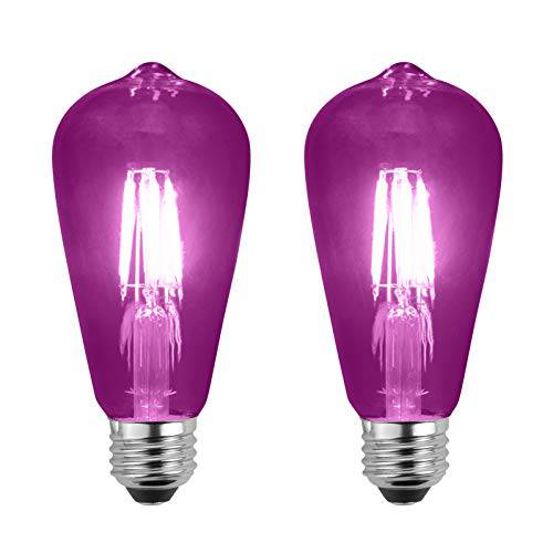 SleekLighting LED 4Watt 필라멘트 ST64 퍼플 컬러 라이트 전구 ? UL Listed, E26 베이스 Lightbulb ? 에너지 절약 - 지속 25000 시간 - 헤비듀티 글래스 - 2 팩