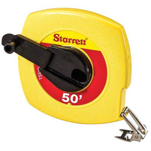 Starrett KTS510-50-N ABS 플라스틱 Yellow 케이스 Closed 릴 스틸 롱 테이프, 영어 졸업 스타일, 50’ Length, 0.375 폭, 0.125 졸업 Interval