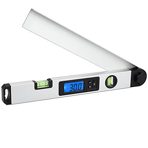 XUNTOP 디지털 앵글 파인더 각도기 Miter 계산기, 0~230°, 백라이트 LCD 디스플레이 Built-in 기포 투표, 16 인치/ 400mm