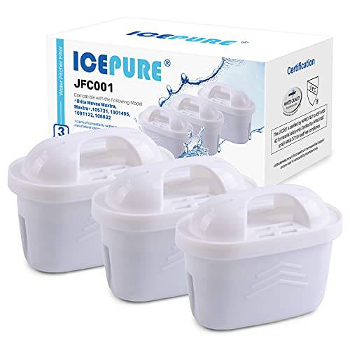 ICEPURE 1001122 교체용 Brita Maxtra+ 피처,피쳐 워터 Filters，7 Stage Filteration 시스템 to Purify，Pack of 3