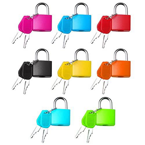 8 Pcs 수트케이스 자물쇠 키, 메탈 자물쇠 짐가방,캐리어 자물쇠 다양한색 스몰 맹꽁이자물쇠,통자물쇠,자물쇠 키,열쇠 맹꽁이자물쇠,통자물쇠,자물쇠 학교 헬스장