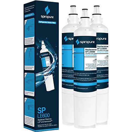 SpiroPure SP-LE600 NSF 인증된 냉장고 용수필터, 물 필터, 정수 필터 교체용 LT600P, 9990, 5231JA2006, 46-9990, 5231JA2006A-S (3 팩)