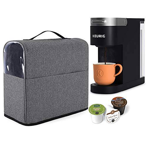 CURMIO 커피머신, 커피 캡슐 머신, 커피 메이커 먼지 커버 호환가능한 Keurig K-Slim, 커피 제작 머신 커버 포켓 K 컵 and 엑스트라 도구, 커버 Only