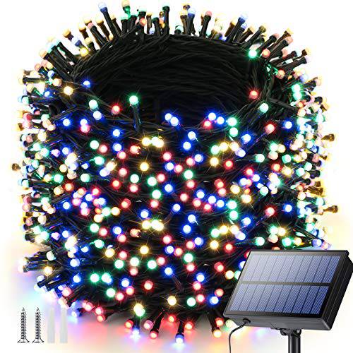 태양광 크리스마스 라이트, 121ft 350 LED 태양광 스트링 라이트 8 모드, 방수 아웃도어 크리스마스 페어리 스트링 라이트 파티오,발코니, 가든, 파티, 홀리데이, 크리스마스 데코,장식 (다양한색)