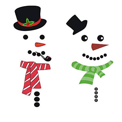 2PCS 크리스마스 윈도우 냉장고 벽면 스티커 귀여운 Funny 냉장고 스티커 냉장고 스티커 눈사람 벽면 데칼,도안 보관함, 캐비넷 글래스 장식용 스티커 탈부착가능 벽면 스티커 크리스마스 홈 데코,장식