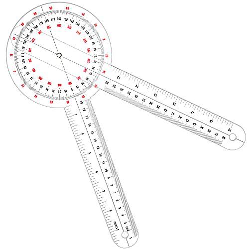 12 인치 Goniometer 투명 인체공학 앵글 자 플라스틱 Goniometer 360 도 바디 줄자 Goniometer 각도기 자 (1)