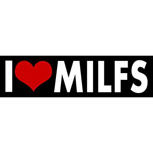 Milfs I Love 스티커 Heart 비디오 mom 데칼 비닐 범퍼 장식 자동차 그래픽 벽면 사물함 노트북 노트북 (2.5x11, 블랙)