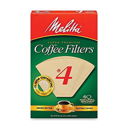 Melitta 40-Count 넘버 4 내츄럴 브라운 슈퍼 프리미엄 커피 필터