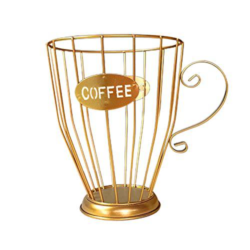 K 컵홀더,  대용량 메탈 커피 팟 홀더 바스킷 커피 바 악세사리, 30 K 컵 커피캡슐 캡슐 홀더 스토리지 오거나이저,수납함,정리함 커피 바 Counter(L, 골드)