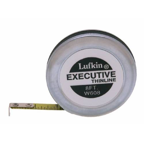 Crescent Lufkin 1/ 4 x 8’ Executive® 가는선 Yellow 클래드 포켓 테이프 치수, 측정 - W608