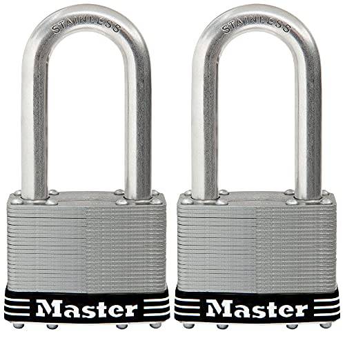마스터 잠금 15SSTLJ 스테인레스 스틸 아웃도어 맹꽁이자물쇠,통자물쇠,자물쇠 키, 2 팩 Keyed-Alike