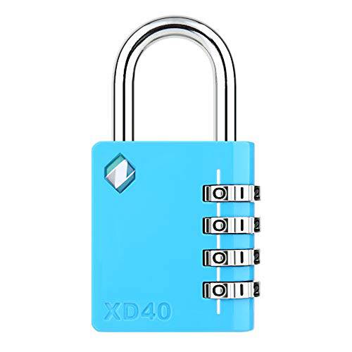 [ZARKER XD40] 맹꽁이자물쇠,통자물쇠,자물쇠- 4 숫자 콤비네이션 잠금 헬스장, 스포츠,  학교&  종업원 사물함, 아웃도어, 공구상자, 케이스, 울타리 and 스토리지 - 메탈&  스틸 - 간편 to 세트 개인 콤보 - 1 Pack(Blue)