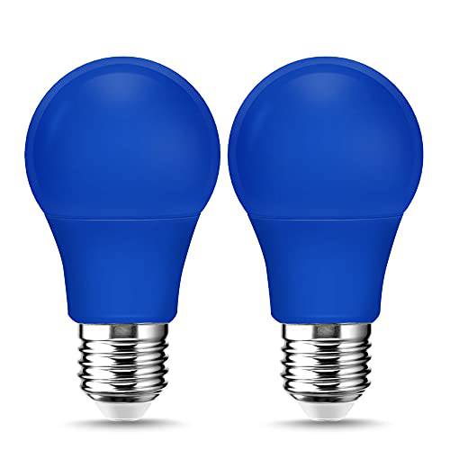 LED 블루라이트 전구 A19, 9W (60W 교체용), 블루 컬러 라이트 전구 E26 베이스, 장식용 조명 전구 페스티벌 라이트닝, 현관, 침실,  거실 라이트닝 2 팩