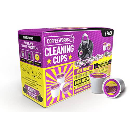 클리닝 컵 Keurig 커피 머신 - 세이프 공식 - Non-Toxic, 얼룩 리무버,  냄새없는&  생분해성 Rinse 포트 호환가능한 1.0& 2.0 브루어스 (6-Pack)