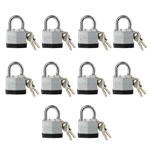 Fu Volante 잠금, 코팅된 스틸 키,열쇠 맹꽁이자물쇠,통자물쇠,자물쇠, 키,열쇠 한쌍 자물쇠, 표준 걸쇠 Padlock-Pack of 10