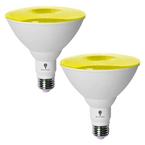 2 팩 BlueX LED Par38 플러드 Yellow 라이트 전구 - 18W (120Watt 호환) - 밝기조절가능 - E26 베이스 Yellow LED 라이트, 파티 장식, 현관, 홈 라이트닝, 홀리데이 라이트닝, Yellow 플러드 라이트