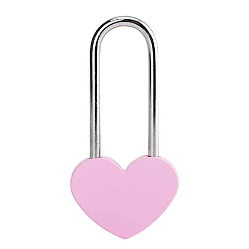 VeYocilk 3.5 50mm Love 잠금 Heart 맹꽁이자물쇠,통자물쇠,자물쇠, 핑크 싱글 Heart Wish 잠금 Lovers 웨딩, 발렌타인, 기념일, Travel(NO 키)