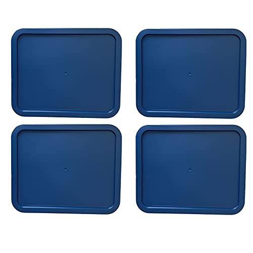 교체용 리드 파이렉스 플라스틱 블루 커버 3 컵 그릇 디쉬 직사각형 7210-PC (4-Pack)