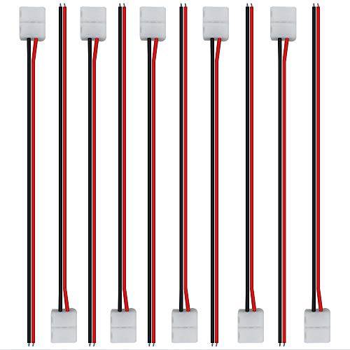 LightingWill 10pcs/ 팩 스트립 와이어 무납땜 스냅 다운 2Conductor LED 스트립 커넥터 10mm 와이드 5050 5630 싱글 컬러 플렉스 LED 스트립