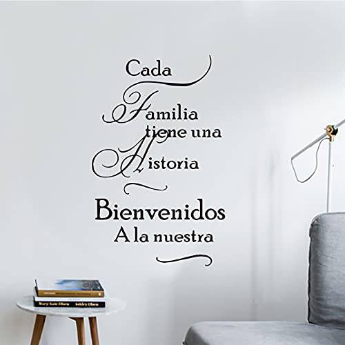 CADA Familia tiene UNA Historia 아트 벽면 데칼,도안, 따뜻한 패밀리 문구,인용구 벽면 데칼, 비닐 문구 단어 벽면 장식, 탈부착가능 DIY 벽면 벽화 침실,  거실, 홈 장식