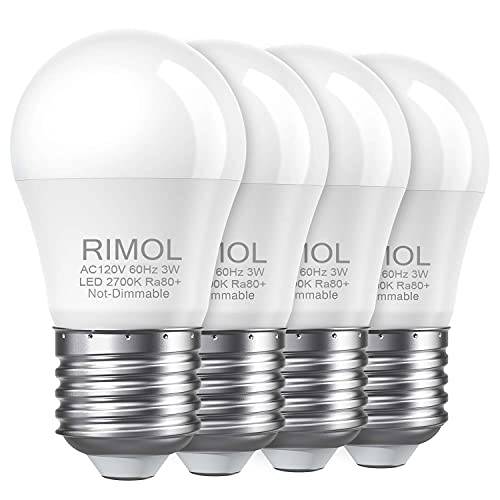 RIMOL 25 와트 라이트 전구 호환, A15 3W LED 전구 소프트 화이트 2700K 에너지 절약 로우 와트 라이트 전구, E26 베이스 전구 Bedroom(4 팩)