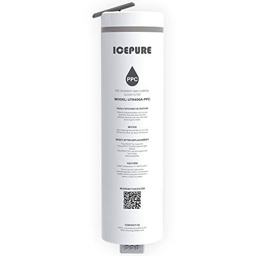 ICEPURE UTR400-PPC 필터, 1 year 라이프타임, 교체용 UTR400 리버스 삼투 시스템, 제거 라지 파티클 of 불순물, 염소, 컬러 and 냄새, 1PACK