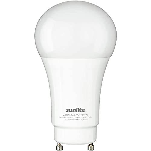 Sunlite 88254 LED A19 라이트 전구 12 와트 (75W 호환) 1100 루멘, GU24 트위스트 and 잠금 베이스, 밝기조절가능, UL Listed, 에너지 스타, 2700K 따뜻한 화이트, 1 Count