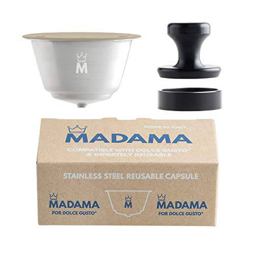 Madama - 리필가능 돌체구스토, DOLCE GUSTO 커피 캡슐, 리유저블,재사용 and 호환가능한. 스테인레스 스틸 and Food-grade 실리콘. 팩 of 1 팟