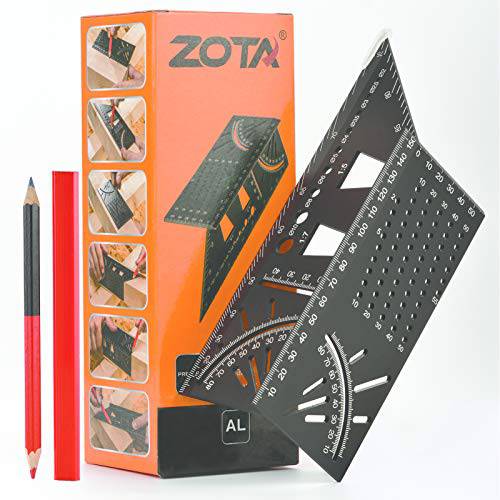 ZOTA 3D Mitre 앵글 측정 툴, 45/ 90 도 앵글 T 자, 알루미늄 합금 목공 사각 Punctuation 마킹 게이지&  홀 스크라이빙