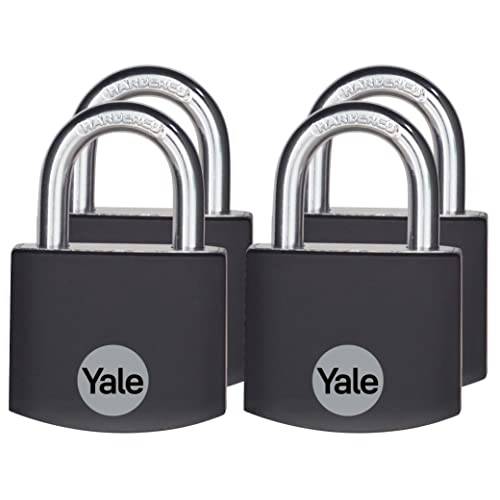 Yale 스몰 코팅 알루미늄 맹꽁이자물쇠,통자물쇠,자물쇠 3 키,열쇠 한쌍 키 헬스장 사물함, 짐가방,캐리어, and 케이스 (4 팩)