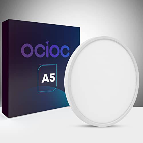 ocioc 18W 플러시 마운트 천장 라이트 고정, 고정가능 8.9 인치 6500K 일광 화이트 Ultra-Thin 라운드 LED 라이트닝 램프