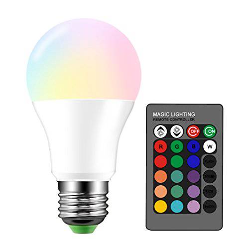 Droiee 밝기조절가능 E26 LED 라이트 전구, RGB 전구 6W 16 컬러 체인징 모드 크리스마스, 파티 etc  리모컨