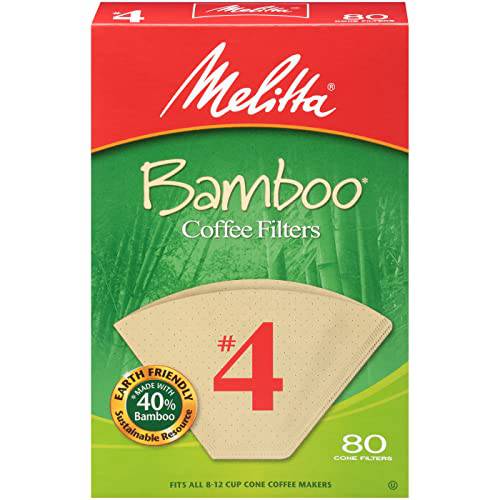 Melitta 대나무 4 콘 커피 필터, 80 Count (팩 of 6), 화이트