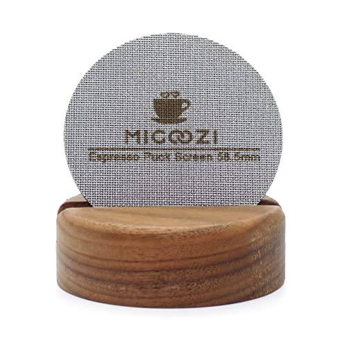 MIGOOZI 58.5mm 라운드,둥근 스크린  스탠드 - 리유저블, 재사용 316L 스테인레스 스틸 필터 스크린 호환가능한 에스프레소,커피 머신 58mm 포터필터 바스킷 - Can 유지 샤워 스크린 클린 (58.5mm)