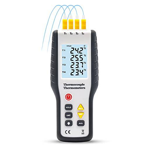 디지털 온도센서, 열전대, thermocouple 온도계 HT-9815 4-Channels K-Type Thermocouples 4 측량 모드 LCD 스크린 삽입됨 탐침,탐색기 센서 배터리 포함 변환 디지털 Thermometers