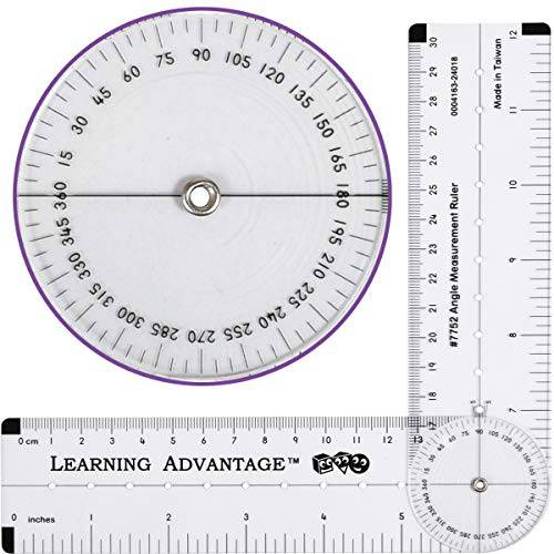 학습 ADVANTAGE-7752 앵글 치수, 측정ment 자 - 클리어, 플렉시블 and 조절가능 기하학 측정 툴 - 치수, 측정 각도 to 360 도 and 라인 to 12