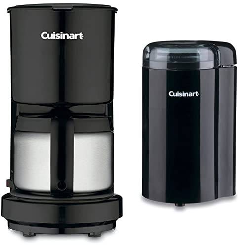 Cuisinart 4 컵 w/ Stainless-Steel 유리병 에스프레소커피메이커,  블랙& DCG-20BKN 그라인더 커피 Grinder1, 블레이드, 블랙