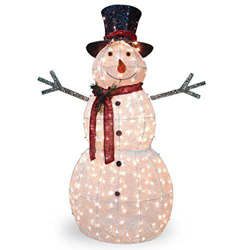 National 트리 Company 인조 크리스마스 장식 포함 Pre-Strung 화이트 LED 라이트 and 그라운드 스테이크, 5 ft, 크리스탈 눈사람
