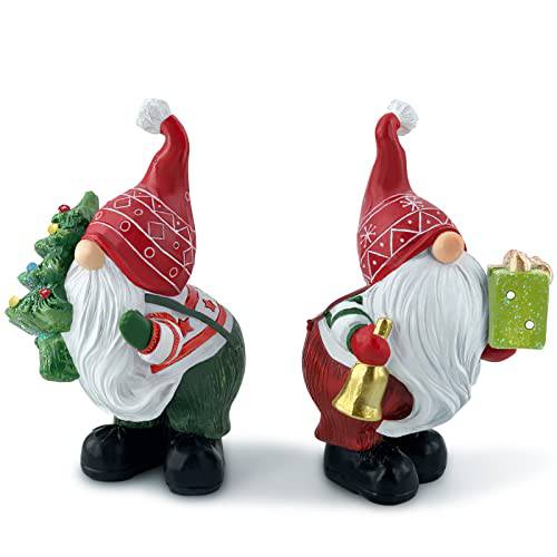Hodao 2pcs 크리스마스 데코,장식 -3.85 H Gnomes 레진 크리스마스 인형 - 스몰 미니 크리스마스 홀리데이 Gnomes 장식 실내 홈 장식 테이블탑 방 난로 오피스 Dwarfs Elf
