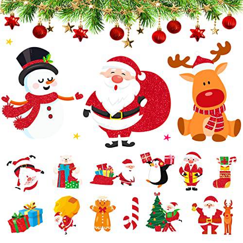 크리스마스 태그 리본 168 Counts 크리스마스 글리터, 빤짝이 트리 데코,장식 메리 크리스마스 걸수있는 태그 라벨 선물 경사 크리스마스 New Eve 장식 패키지 명함 태그 카드
