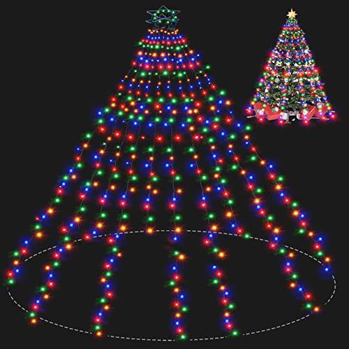 크리스마스트리 라이트 크리스마스 라이트 아웃도어 실내 400Led 9.84Ft 10 라인 크리스마스 라이트 8 모드 And 타이머, 페어리 트리 라이트 웨딩 홈 파티 6Ft - 9Ft 크리스마스 트리 Decor(Multicolor)