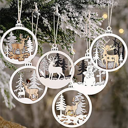 겨울 Wonderland 장식품  크리스마스트리 - 6 팩 크리스마스 나무 장식품 겨울 크리스마스 홀리데이 트리 데코,장식