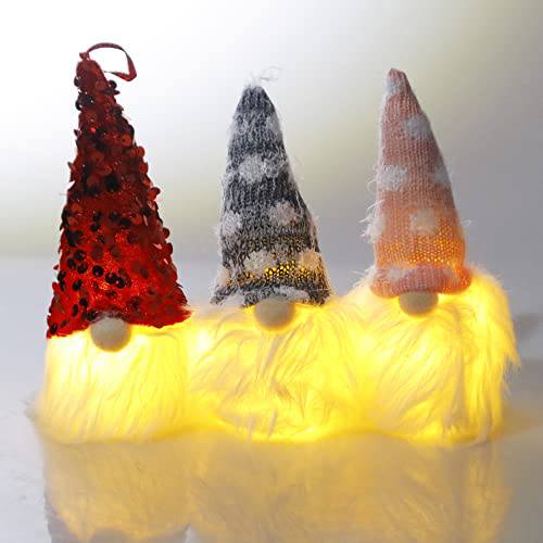 크리스마스 Gnome 라이트 Gnomes 크리스마스 데코,장식 3 팩 LED 라이트 핸드메이드 광택 크리스마스 Gnomes 봉제 장식품 스칸디나비아 산타 Elf 인형 홀리데이 파티 장식