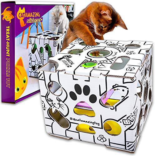 Cat Amazing 슬라이더 체험형 트리트먼트 퍼즐 고양이 장난감 액티브 요리,음식 퍼즐 공급기