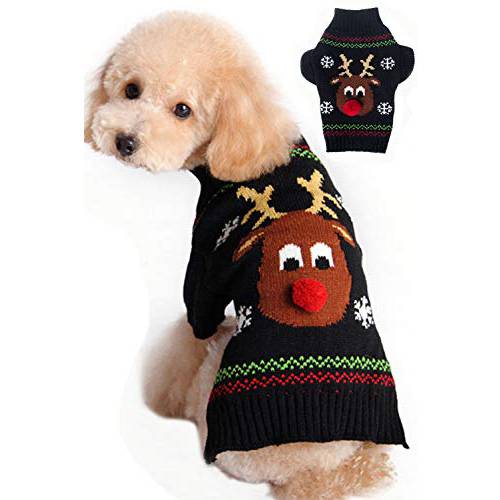 BOBIBI  강아지 스웨터 크리스마스 카툰 순록 애완동물 고양이 겨울 니트웨어 Warm 옷