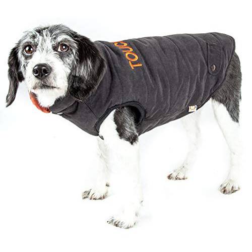 TOUCHDOG ’Waggin Swag’ 패션 디자이너 양면 3M 절연 애완동물 강아지 코트 재킷, X-Small,  브라운/  오렌지